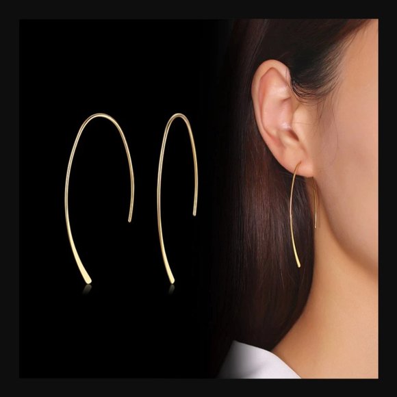 Anthropologie Jewelry - Minimalistic Elegant Gold Arc Earrings
